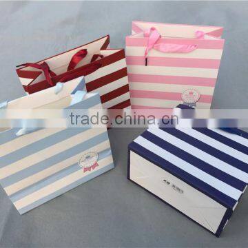 high end simple classical stripe design paper bag