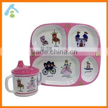 Melamine Dish Set BPA Free Pink Plate and Cup