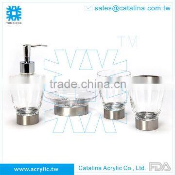 stainless base Tooth Brush, Set or Separate of Tumbler Cotton Jar Lotion Dispenser Soap Dish Acrylic Bathroom Accessory