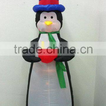 Christmas decoration inflatable penguin with candle lantern