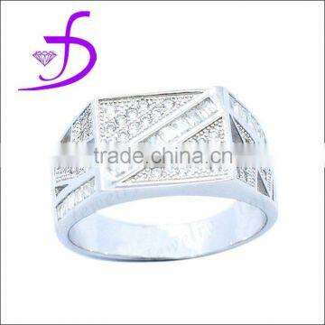 Wholesale micro pave zircon 925 solid silver men ring