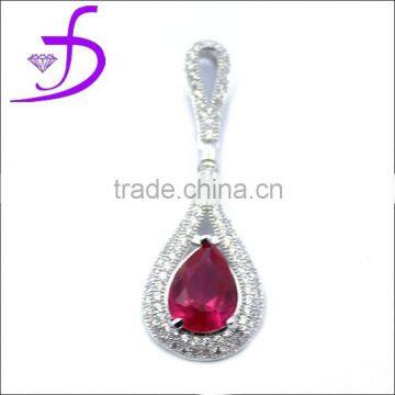 925 silver ruby jewelry with micro pave setting zircon rhodium plated