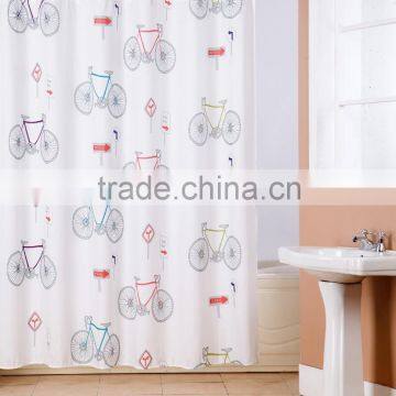 Bicycle Modern Design Printed Polyester Shower Curtain