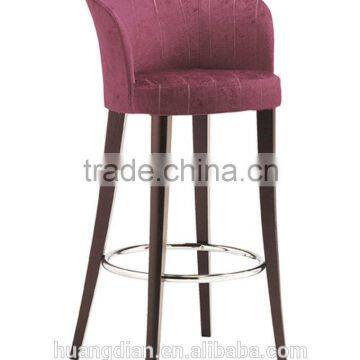 wooden struction fabric upholstery indoor furniture high bar chair with stainless footrest