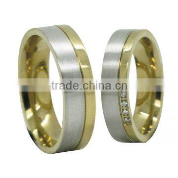 The New Couple Rings 18k Gold Plated Titanium Steel Wedding Rings Engagement Rings Wholesale