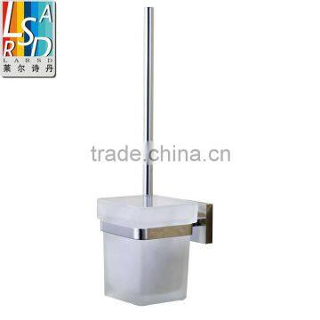 factory brass toilet brush holder,round cleaning brush with frosted glass