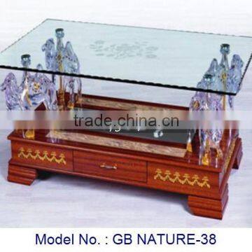 Contemporary Glass Coffee Table With Camel Decoration And High Class Look For Living Room Furniture Malaysia In High Quality