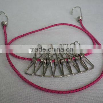 Clothes stretch digging rope with stainless steel clips drying rope