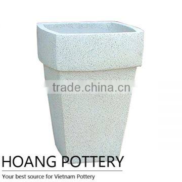 Step Rim White Cement Flower Pots / Planters