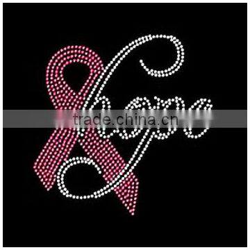 pink ribbon iron on Hope hotfix rhinestone transfers design