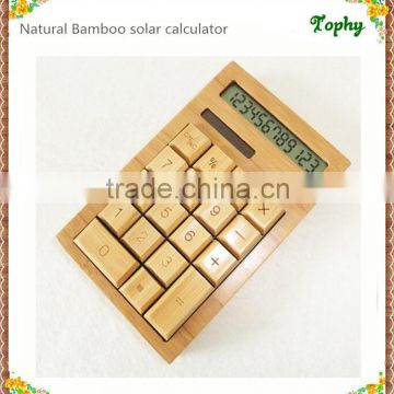 Eco friendly Nature Bambooo Wood Solar Powered 12 Digits Calculator,solar calculator