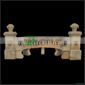 Hand Carved Outdoor Marble Bench Curved Bench