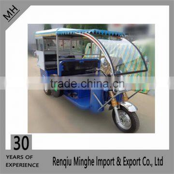 blue color H power model recharged battery 60V 1200W brushed tricycle three wheeler and rickshaw for exportance trype