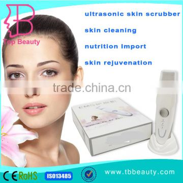 Hot selling portable rechargable ultrasonic skin scrubber machine skin clean facial peeling