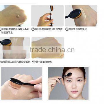 2016 Professional BB CC Cream Brush Big Toothbrush Shaped Black Oval Makeup Brush Set 10pcs photo-3