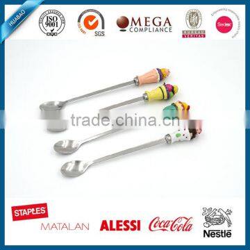 Long Handle Metal Ice-cream Spoon With Designed Tips