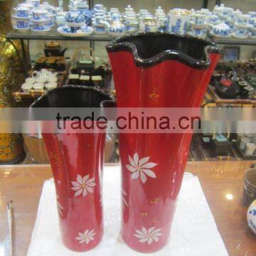 Set 2 items red ceramic-porcelain vase from Vietnam