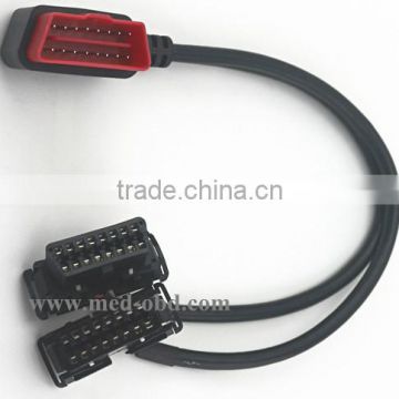 OBD2 Splitter Y Cable, right-angle J1962M to 2 J1962F, Y Cable, 1ft