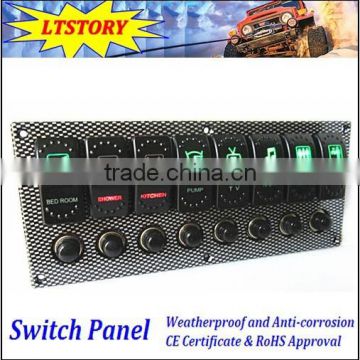 New Car Boat Marine LED Rocker Switch Panel 8Gang