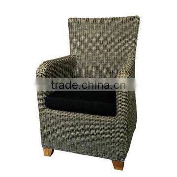 Grey Alum Wicker Armchair with Black cushion L90904