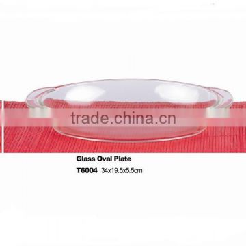 transparent oval borosilicate glass plate