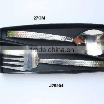 Hammered and Mirror Polished Salad Set Made in Steel Five Teeth Fork photo-1