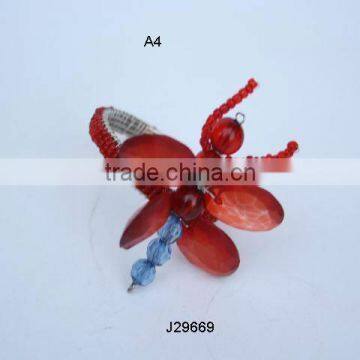 red colour insect style Napkin ring in glass beads can be in any colour