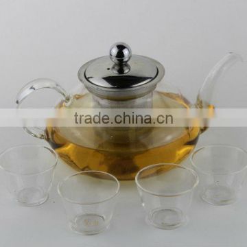 Handmade Borosilicate Clear Glass teapot With Stainless Steel Filter And Lid Glass