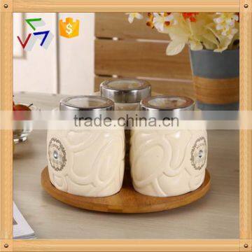 Ceramic Canister Set With Tray