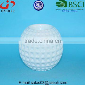 BSCI Audit Factory New Design Dimple Ball Shape White Ceramic Tea Light Holders