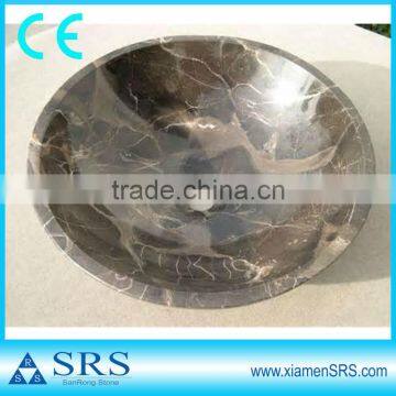 Polished brown dark emperador marble sink