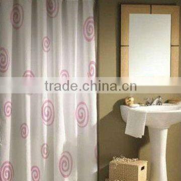 Print PEVA shower curtain and bath accessory