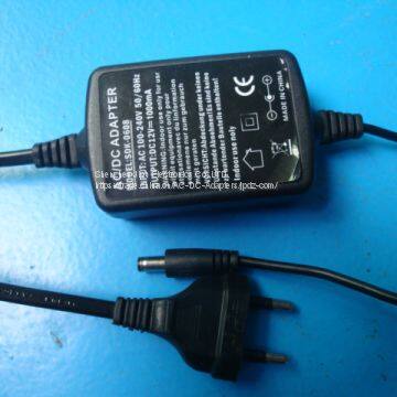 12V 12W AC DC Adapter,two side wire  for LED Light strips,CCTV Camera