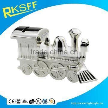 manufacturer exquisite die casting zinc alloy eco-friendly train shape coin bank