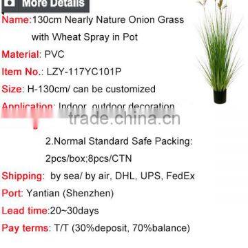 Wholesale Nearly Nature Artificial Grass 130cm Potted Onion Grass With Wheat Spray Bonsai Plants for Indoor Decoration photo-6