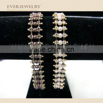 Rhinestone cup chainwith color pearl 2 lines