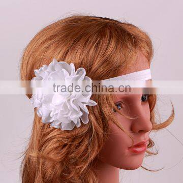 wholesale white chiffon children elastic hariband baby headband