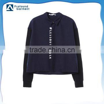 mixed color long sleeve women custom fashion two tone 2016 new model latest easy shirt printing designs for women 100% cotton