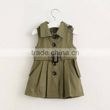 New Coat Design Girls Sleeveless Belt Trench Coat Khaki Green Red 3 Color Avaliable photo-3