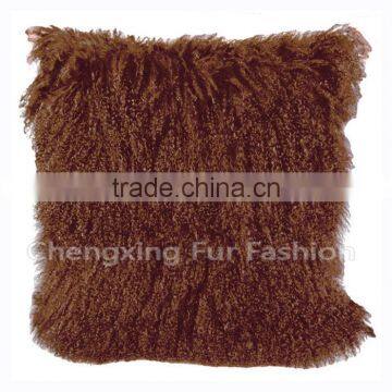 CX-D-04N Wholesale High Quality Best Selling Comfortable Lamb Fur Pillow Genuine Mongolian Sheep Fur Pillows photo-2