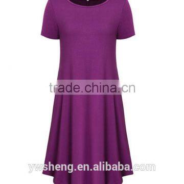 Wholesale latest fashion short sleve ladies O-Neck simple soft women dress