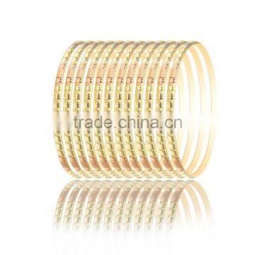 4 MM Three Tone Plated Designer Diamond Cut Bangles