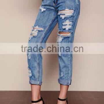 MGOO Popular Women Teaspoon Baggies Jeans Pants For Women In Cobain With Holes Tore Up Muslim Pants photo-4