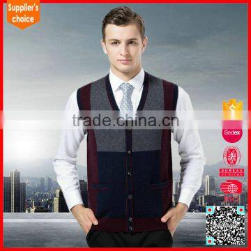 Hot selling v neck warmful winter vest men sweater vest patterns men