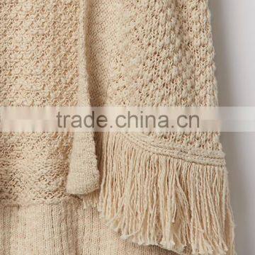Cute Girl Open Fringe Cardigan Sweater no Button photo-4