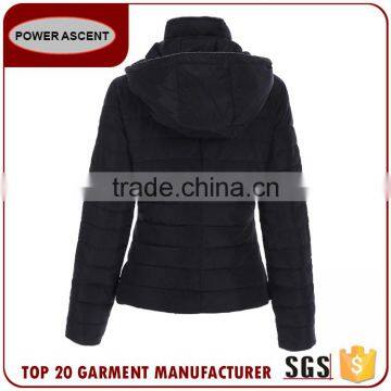 Hot Design Women Stand Collar Metal Zipper Hoody Padding Jacket photo-4
