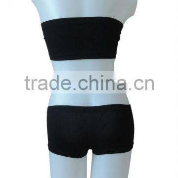Nice Quality New Style Seamless Woman Underwear Ladies One Piece Bandeau Bra w Removable Cup Pad & Boxer photo-3