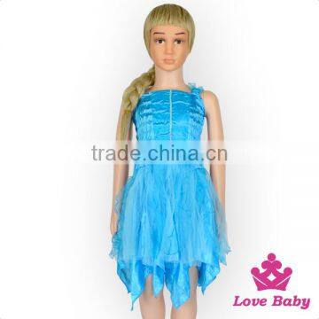 Fashion Baby Girls Plain Blue Halter Sleeveless Ruffle Tutu Little Kids Party Wear Dress photo-2