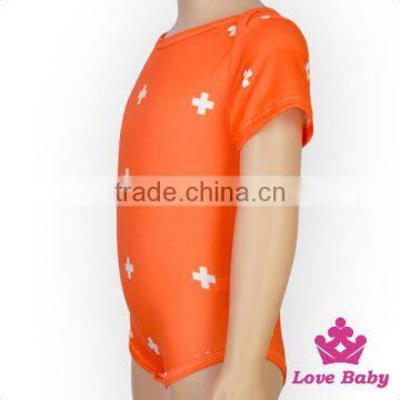Summer Kids Modeling Clothes Short Sleeve Orange Elastic Cotton Spandex Bodysuit Romper Jumpsuit photo-2