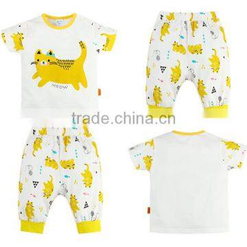 OEM Service Cartoon Printing 2 Pcs Short Sleeve Children Wear Set Baby Clothes photo-3